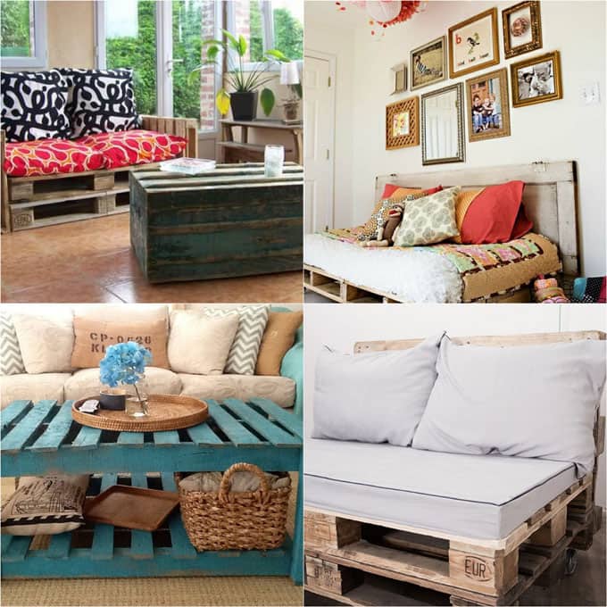 12 easiest and great looking pallet sofas and coffee tables that one can make in just an afternoon. Detailed tutorials and lots of great resources! - A Piece Of Rainbow