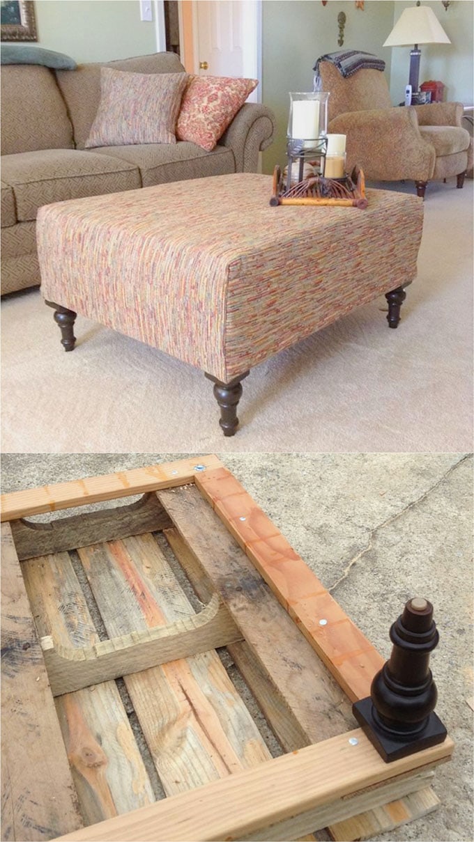 make diy footstool out of a pallet