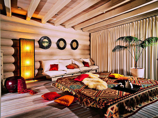 дизайн спальной комнаты в этнической стиле