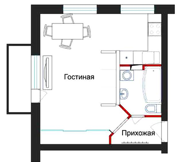 Планировка хрущевки со смежными комнатами