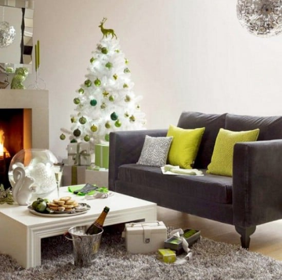 Green and White - 30 Stunning Ways to Decorate Your Living Room This Christmas