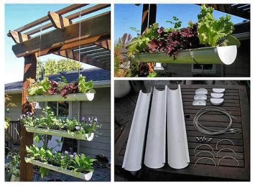 Hanging Gutter Garden - 40 Genius Space-Savvy Small Garden Ideas and Solutions
