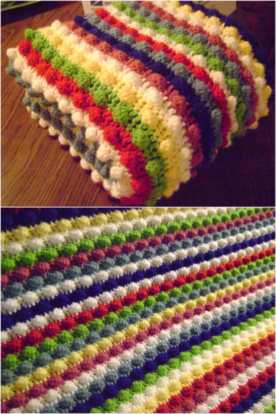 Blackberry Salad Striped Afghan