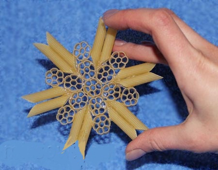 Pasta snowflake ornaments