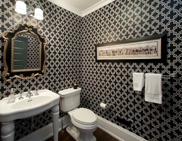 bold wallpaper bathroom dark