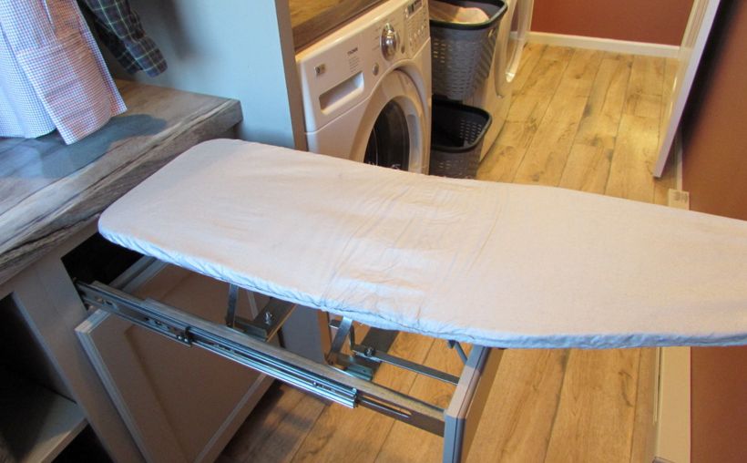 Drawer ironing board - pull and fold - open