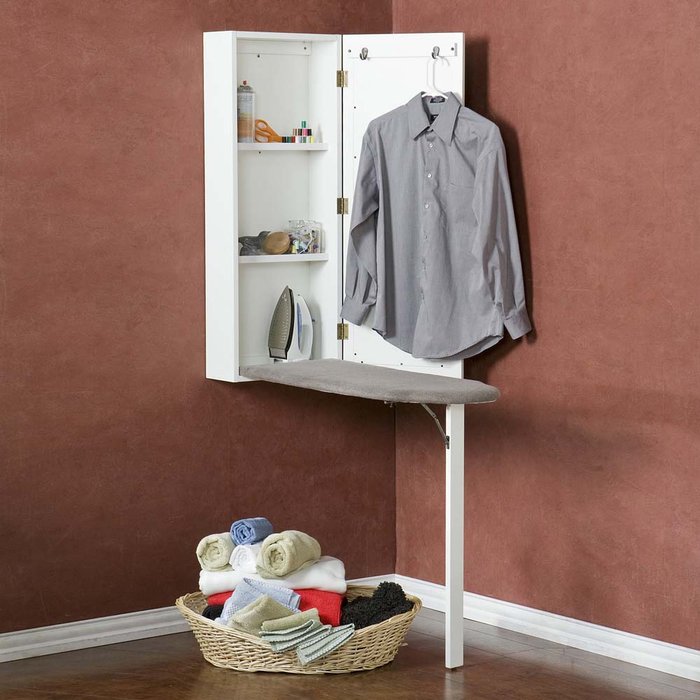 Ironing board with storage cabinet