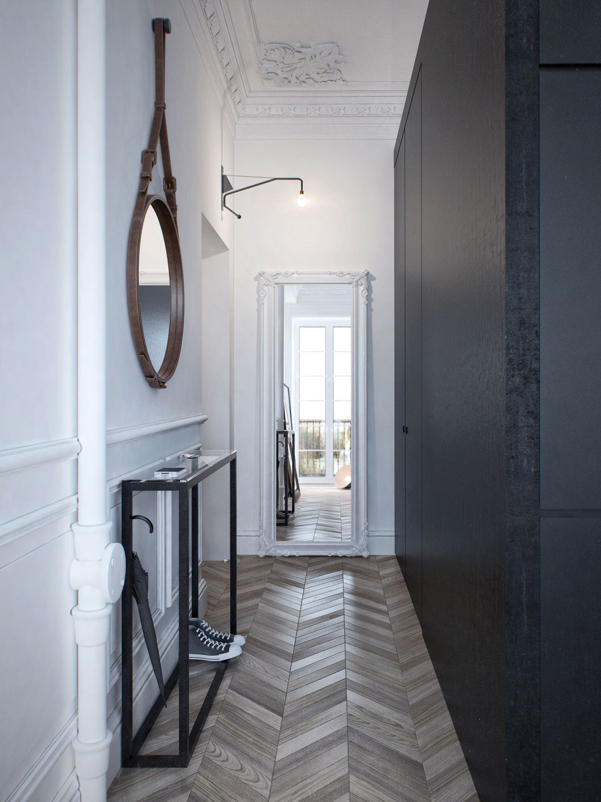 Chevron wood tile for foyer