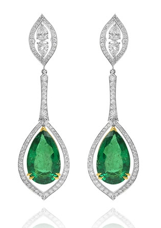 Leibish & Co. Emerald Diamond Earrings