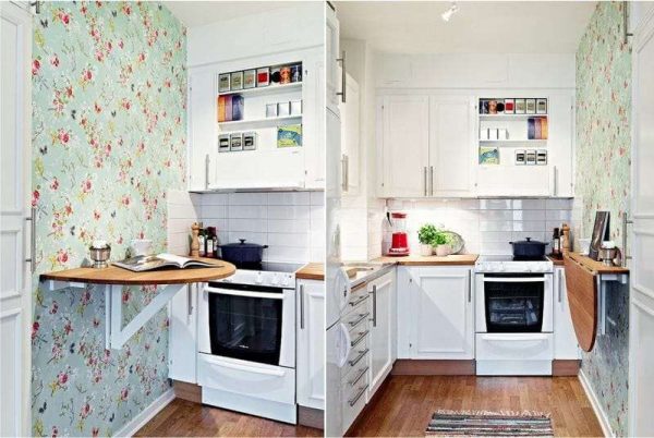 бумажные обои на кухне