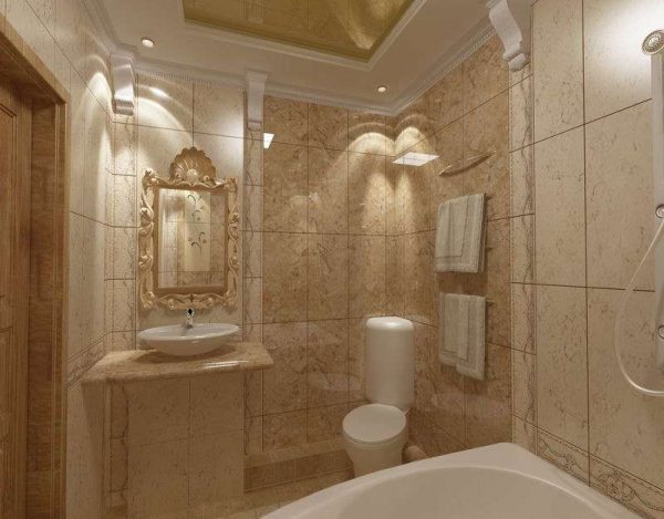 плитка из мрамора в интерьере ванной комнаты с туалетом в классическом стиле