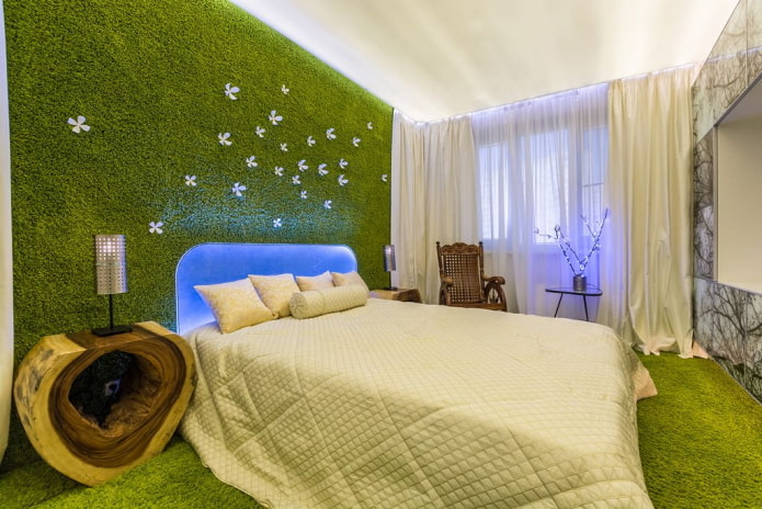 декорирование спальни в зеленых тонах