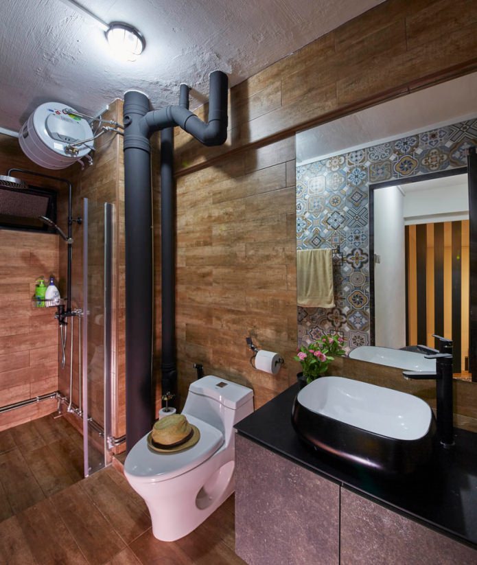 декорирование ванной комнаты в стилистике лофт