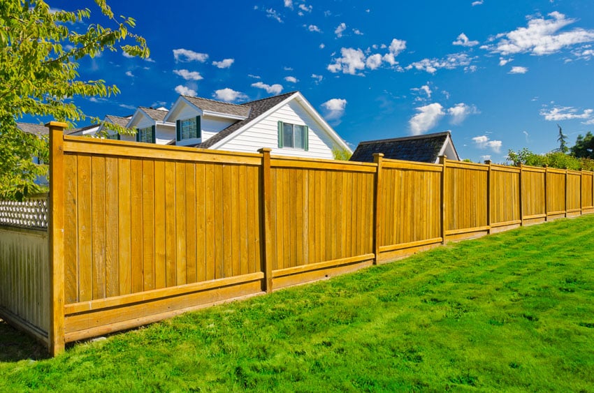 Long cedar wood fence