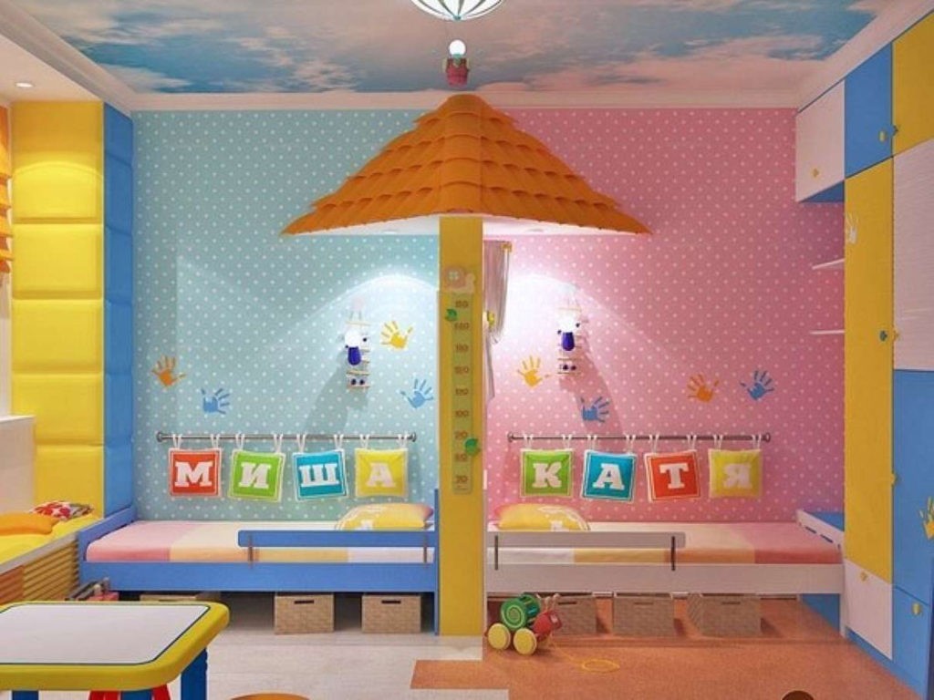 Дизайн детской комнаты для двух разнополых детей имена