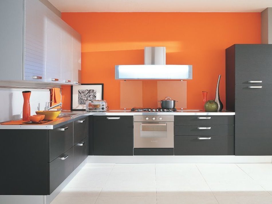 Сочетание цветов интерьер кухни бодрящий оранжевый