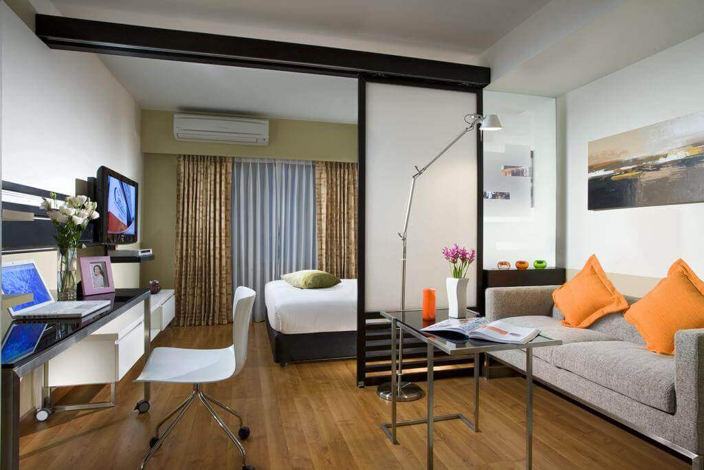 дизайн спальни с гостиной в одной комнате