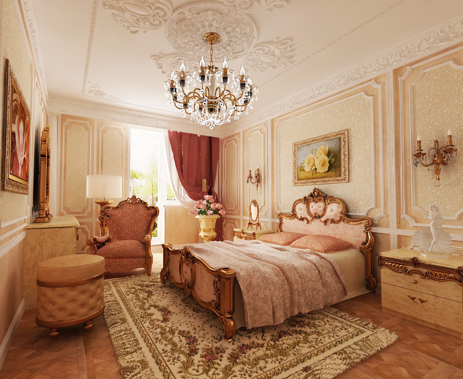 спальня в классическом стиле интерьер