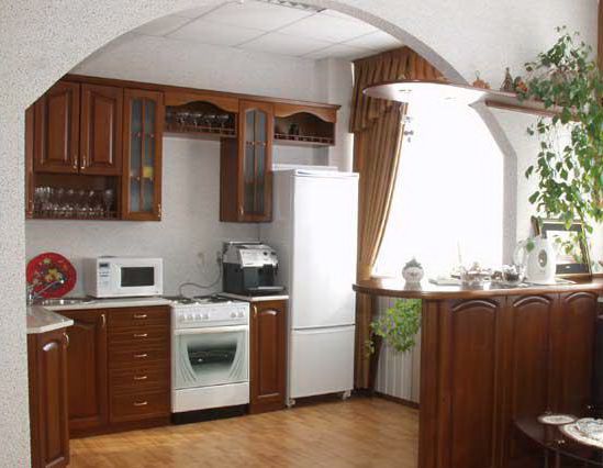 Architectural arch in the kitchen in interior design