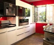 High tech kitchen design idea – Red, black and white color