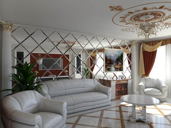 Сделать гостевую комнату просторной можно при помощи красивых зеркал, которые будут располагаться на одной из стен комнаты