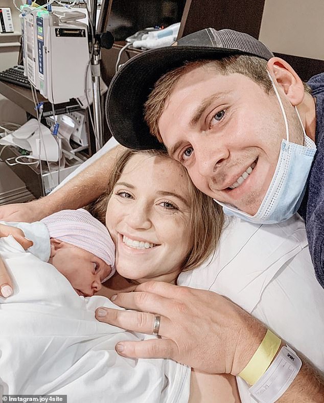 New baby: Joy Anna Duggar has given birth to a healthy baby girl just over a year after miscarrying a daughter at 20 weeks gestation