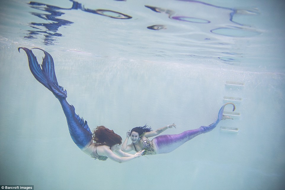 Mermaids: Morgan Caldwell (left) and Tessie LaMourea (right) are part of a growing, secret community of people who identify as part-fish-part human and call themselves 