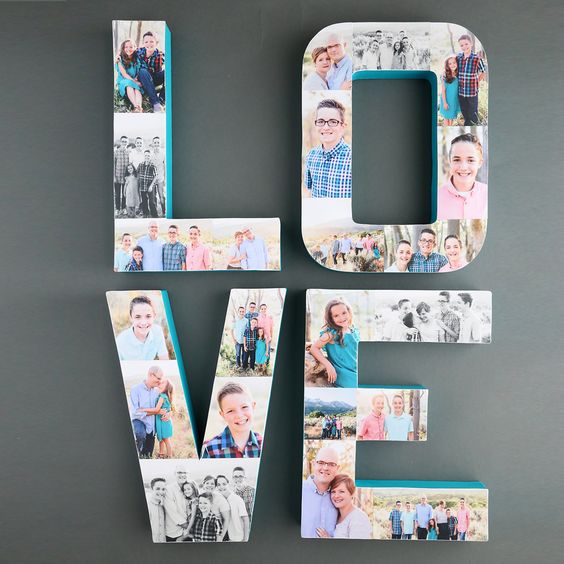 diy photo wall letter collage