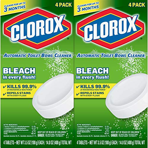 Clorox Automatic Toilet Bowl Cleaner Tablets with Bleach - 4 Count (Pack of 2)