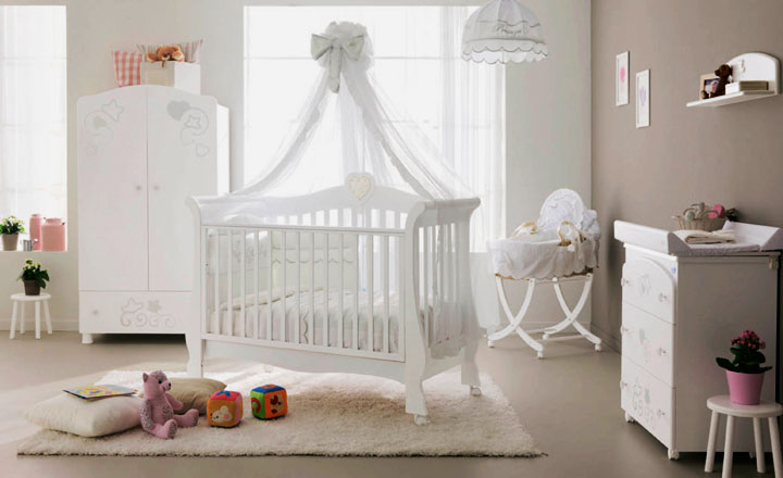 Фото кроватки для новорожденного с балдахином
