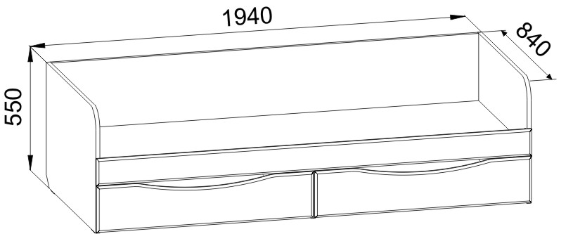 Кровать односпальная с ящиками