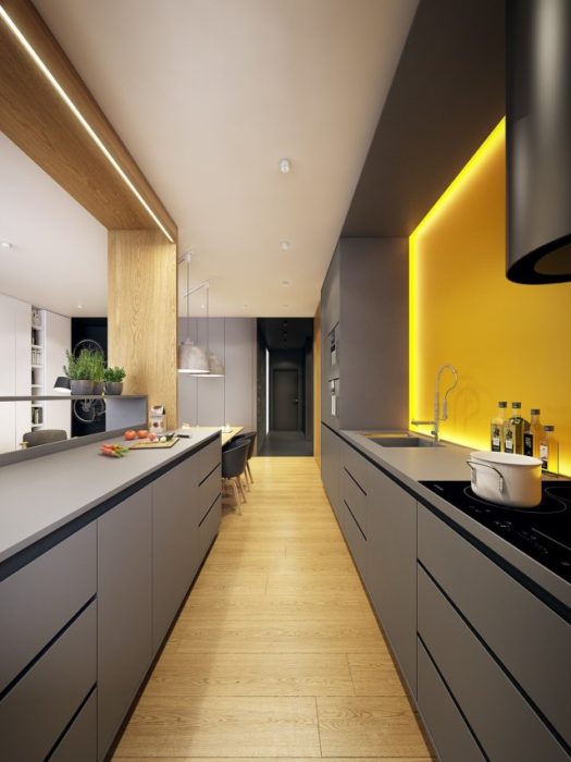 интерьер маленькой кухни в современном стиле