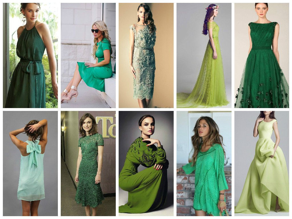 Красивые платья зелёного цвета