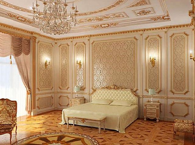 Стиль «барокко» подходит для оформления гостиных, спален, столовых. Часто применяется в частных домах, выстроенных в том же стиле.