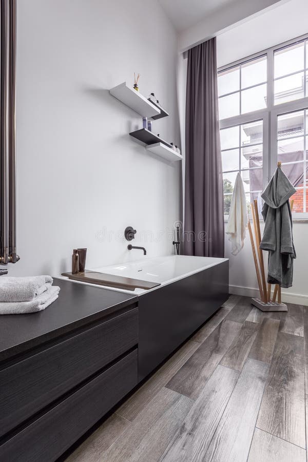 Bathroom in industrial style royalty free stock image