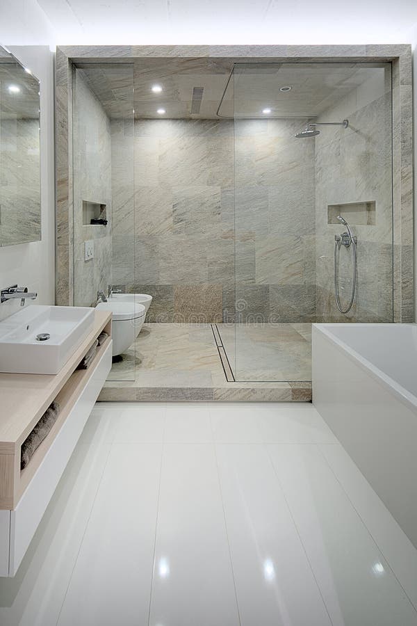 Bathroom in a modern loft style. stock images