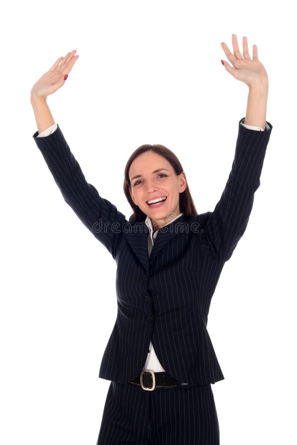 Businesswoman with arms raised royalty free stock photography