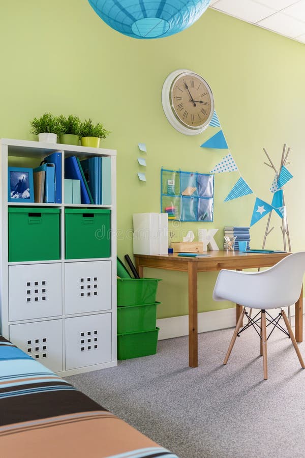 Child study room. Image of child study room with modern cabinet stock image