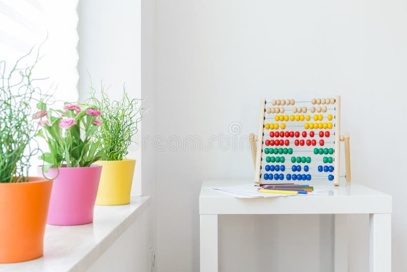 Colorful elements in child room. View of colorful elements in child room stock image