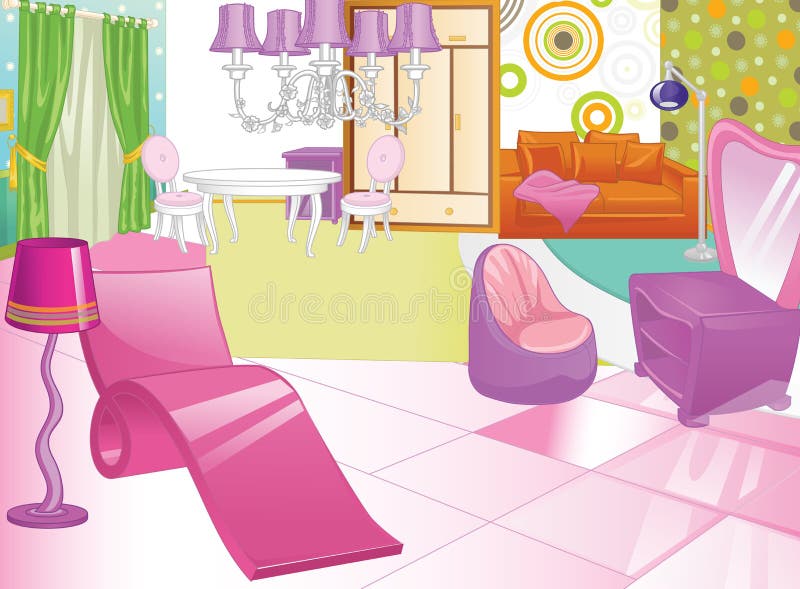 Design of a female boudoir. Dressing table. Women s room. stock illustration