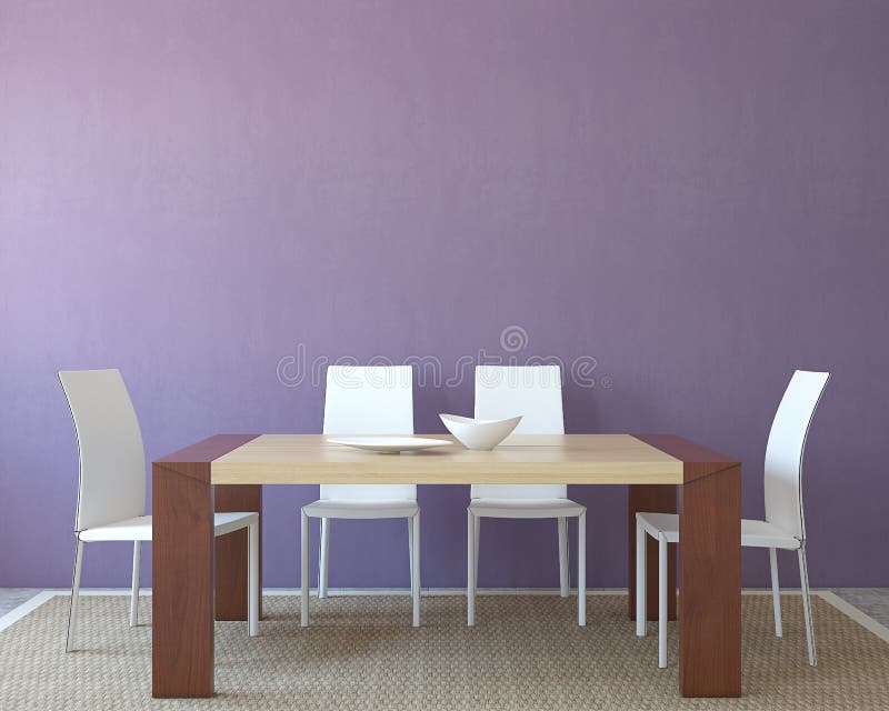 Dining-room interior. Modern dining-room interior. Minimalism. 3d render stock illustration