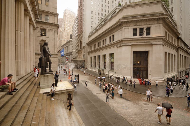 Federal Hall at Wall Street. Federal Hall in New York, NY. Federal Hall was the first US Capital and Wall Street is headquarters to several major financial royalty free stock photo