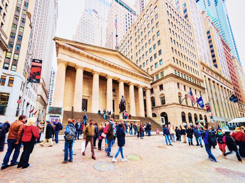 Federal Hall in Wall Street in Lower Manhattan. New York, USA - April 24, 2015: Federal Hall in Wall Street in Lower Manhattan, New York City, USA. It was US stock photos