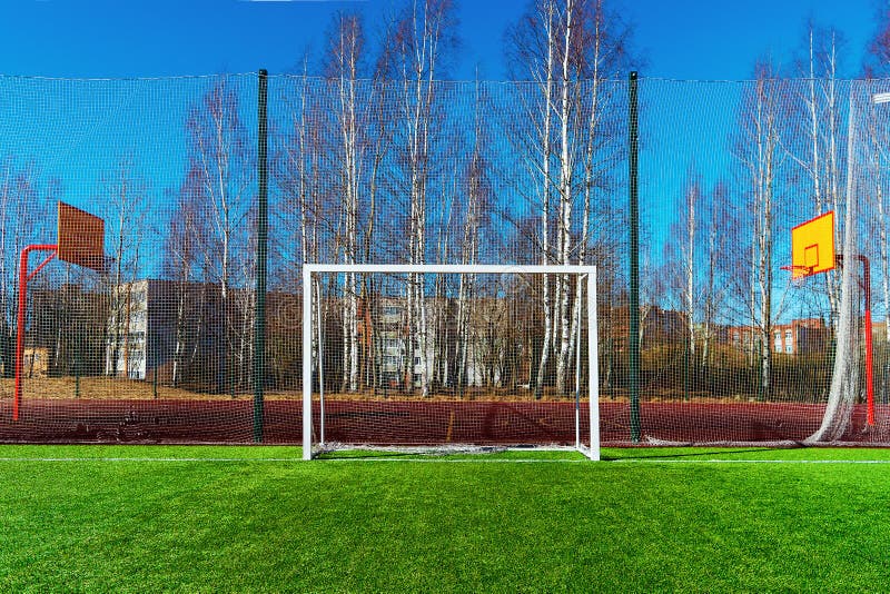 deserted sports ground. basketball court royalty free stock photo