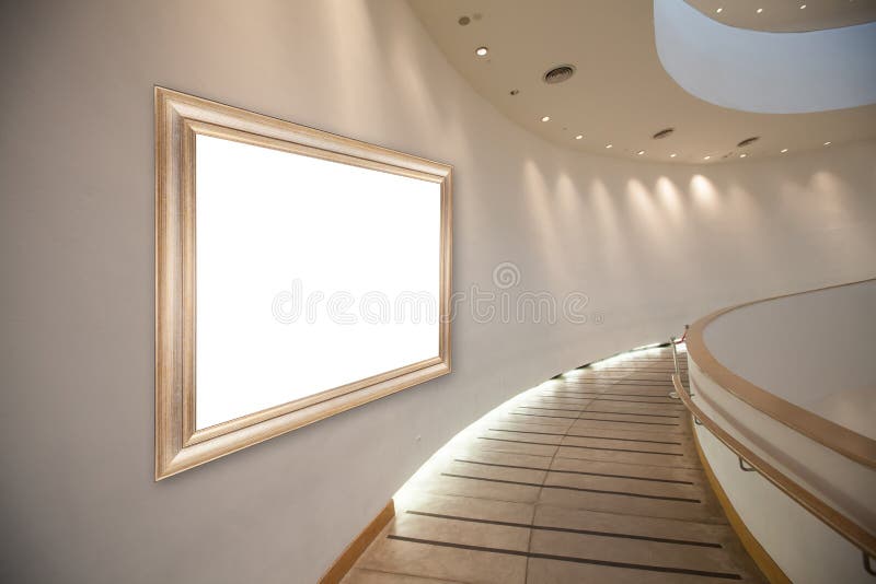 Frame blank on wall in gallery hall. Frame blank on wall in the gallery hall royalty free stock photography