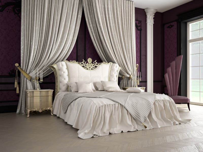 Interior of a classic style bedroom in luxury stock images