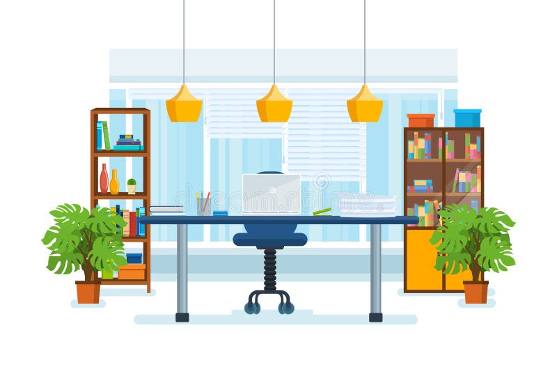 The interior of the office room, with a workplace. royalty free illustration