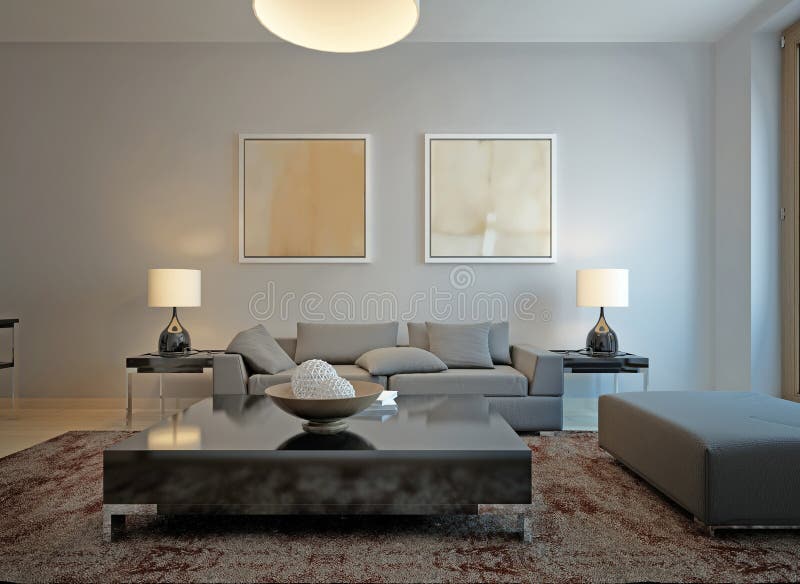 Living room minimalism style. 3d render vector illustration
