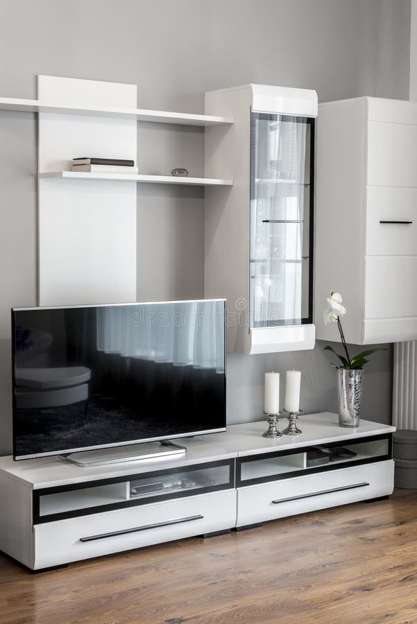 Modern living-room with TV. And hifi equipment royalty free stock photography
