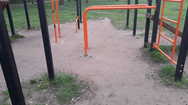 Modern sports ground and exercise machine in the yard. Modern sports ground and exercise machine in yard stock images